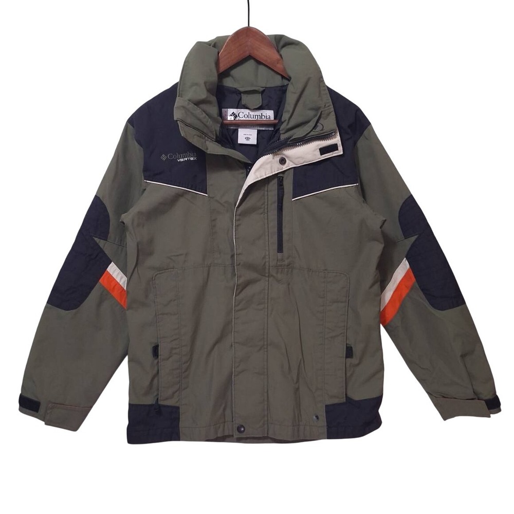 Columbia Sportswear Vertex Windbreaker Youth 14/16 Jacket‎ Green Hooded Coat